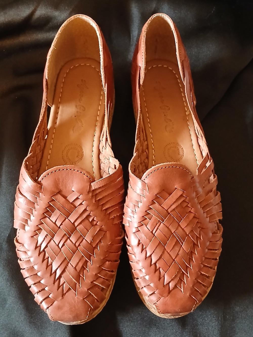 Agave Girl Authentic Mexican Huarache Sandals Woven Leather Slip On Brown Sz 9